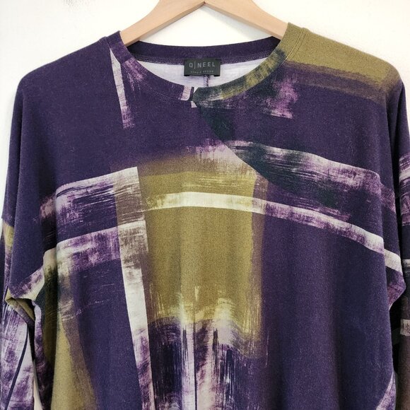 Q’Neel Women Abstract Printed A-Line Tunic, Plum/Ochre Sz 6 Viscose Blend Casual - Picture 4 of 15